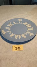Vintage Wedgewood Christmas Blue Jasperware Cabinet Plate Round Decorative