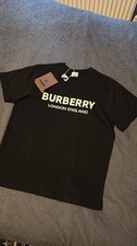 Burberry Black Men's T-Shirt Size Large With White Logo