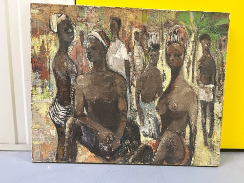 African painting canvas - african,