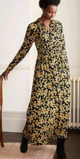 Boden size 14R maxi, long shirt dress yellow black floral. Excellent condition.