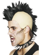 1980s Mohican Wig Black Mens