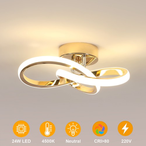 Gold modern led ceiling - ceiling, light