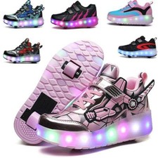Kids LED Wheel Trainers Flash Roller Skate Sneakers Boys Girls Skates Shoes 