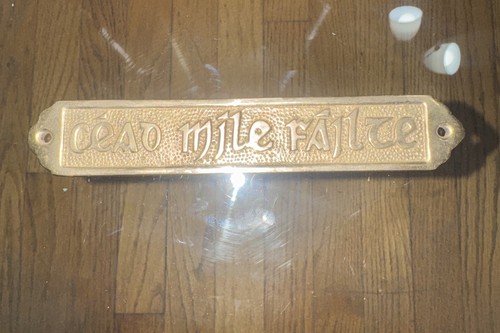 Cead mile failte brass - brass, plaque