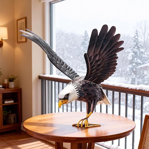 Metal bald eagle statue - bald,
