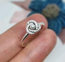 NEW Genuine Pandora Luminous Love Knot Pearl Ring   Size 52 💕 S925 ALE