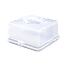 Whitefurze Square Cake Storage Box with Lid White Plastic Food Container