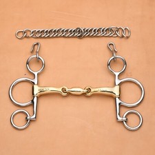 Regal Tack Pelham German Silver Double Jointed Curved Mouth Horse Curb Bit