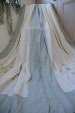 Vintage Cream Green Yellow Checkered Embroidered Curtains 66Wx72D Country Chic