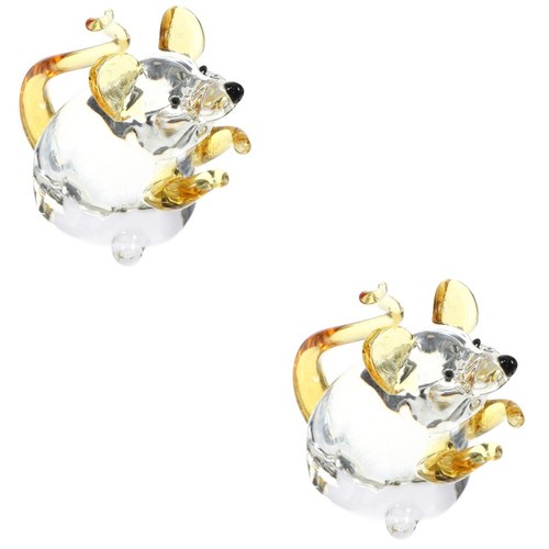 Crystal mouse figurines set - mouse,