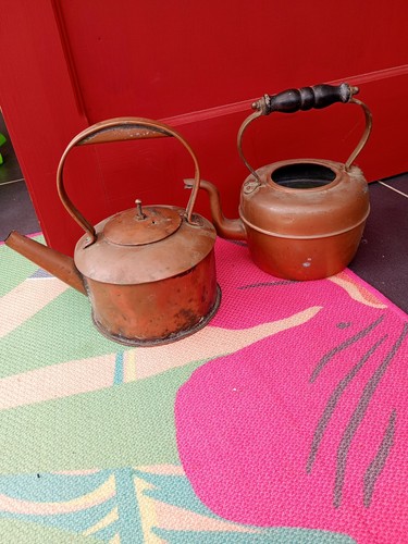 Two antique copper - copper, kettles