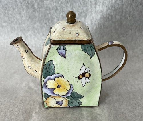 Vintage enamel mini teapot - enamel,