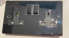 VOLEX 2 GANG DP 13A SWITCH SOCKET BLACK NICKEL FLAT PLATE SFVX 3500