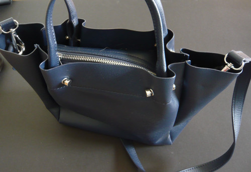 Smart zara navy - handbag, silver