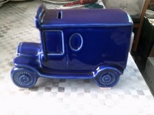 blue delivery van unmarked moneybox by wade ceramics, excellent condition,rare.