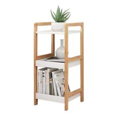 Bamboo Storage Trolley White 3 Tier with Wheels Kitchen Bathroom Organiser Unit