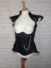 BLACK SATIN UNDERBUST CORSET GOTHIC STEAMPUNK WAISTCOAT BONED 28 IN WAIST 10