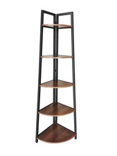 Corner Triangle 5 Self Tier Wooden Bookcase Cabinet Storage Unit