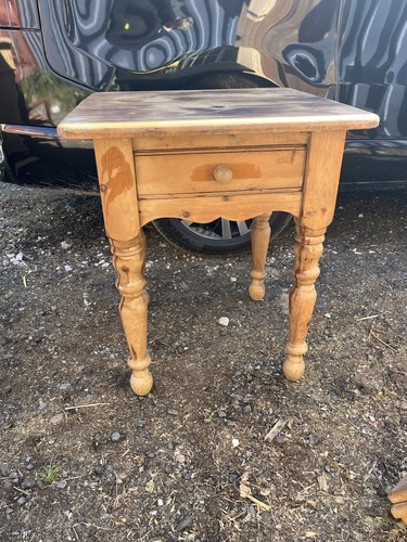 Antique pine lamp table - lamp,