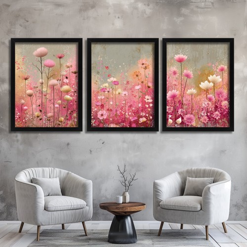 Pink floral wall - wall, set