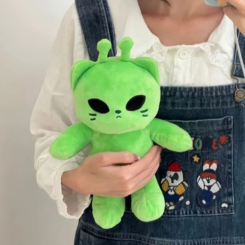 Cute alien cat plush toy - cute, green