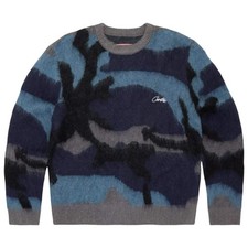 Corteiz Mohair Knit Sweater Ocean Camo
