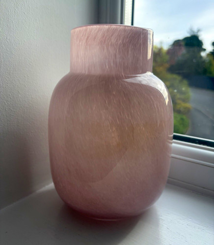 Pink marbled glass vase - marbled,