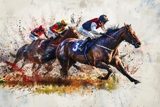 Horse Racing Canvas Picture Print Wall Art