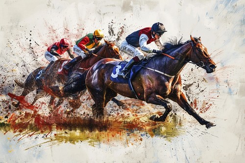 Horse racing canvas picture - racing,