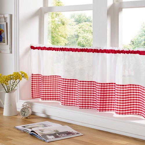 Gingham voile cafe curtain - voile,
