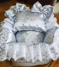 REBORN/DOLLY 12" DISPLAY  CRIB/COT PROP *SILVER HOLOGRAPHIC SEQUINS*