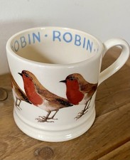 EMMA BRIDGEWATER ROBIN BABY MUG 1/4 PINT CHRISTMAS 2007 BIRDS