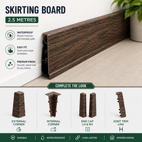 75mm pvc skirting - skirting, 2.5m
