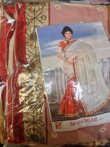 Half white red saree - half,