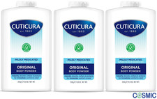 3 X Cuticura Mildly Medicated Talc Talcum Powder 250g - Skin Soothing Allantoin 