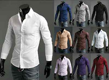 Men's Shirts Casual Slim Fit Smart Business Shirt Long Sleeve for Men Adult PS1