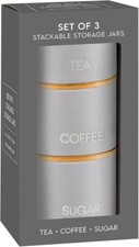 New Set of 3 Stackable Round Storage Jars for Tea, Coffee, Sugar Z-46