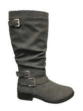 WOMENS BUCKLE ZIP UP LOW HEEL
