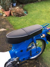 Motorcycle Seat Cover HONDA C50 Black + White Piping -Inc Strap  - NO HONDA LOGO