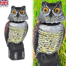 Realistic Owl Decoy with Rotating Head Garden Protection Repellent Bird Scarer