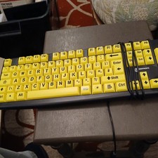 Geemarc Wired Alphanumeric Keyboard with Large Black Lettering and Yellow 