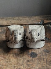 Vintage Elephant Salt & Pepper Shakers Hand Painted Africa Ceramic Ornament