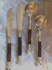 Antique Scottish Stag Horn Antler 4 Pce Serving Set F Howard C1886 Silver Plate