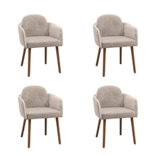 Set of 4 Beige Upholstered Carver Dining Chairs - Claudia BUN/CLA002/93870