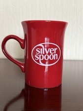 Silver Spoon Red Ceramic Mug Cup Advertising Sugar - Kilncraft Made In England