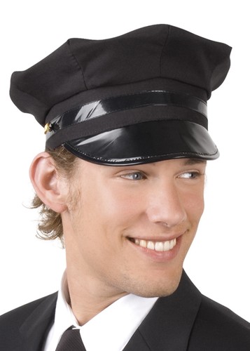 Adult size black peaked cap - size,