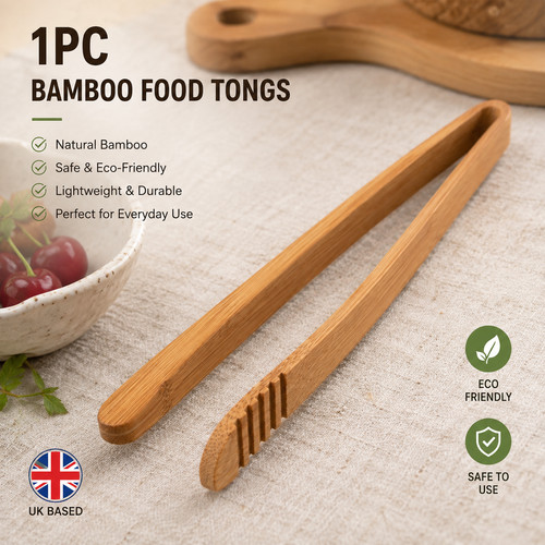 1pc bamboo wooden food tongs - food,