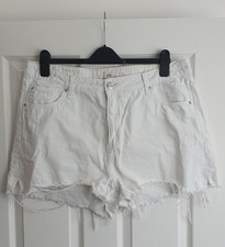 RIVER ISLAND Ladies UK18 White High-Waist Shorts Hotpants SUMMER/HOLIDAY