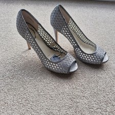 Debut UK7 EUR40 Silver Mesh Peep Toe 4 Inch Heel Court Shoes. NEW WITH TAGS.