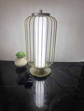 Pagazzi Lighting Zula Lighting Table Lamp, Embedded LED, Matt Brass Cage